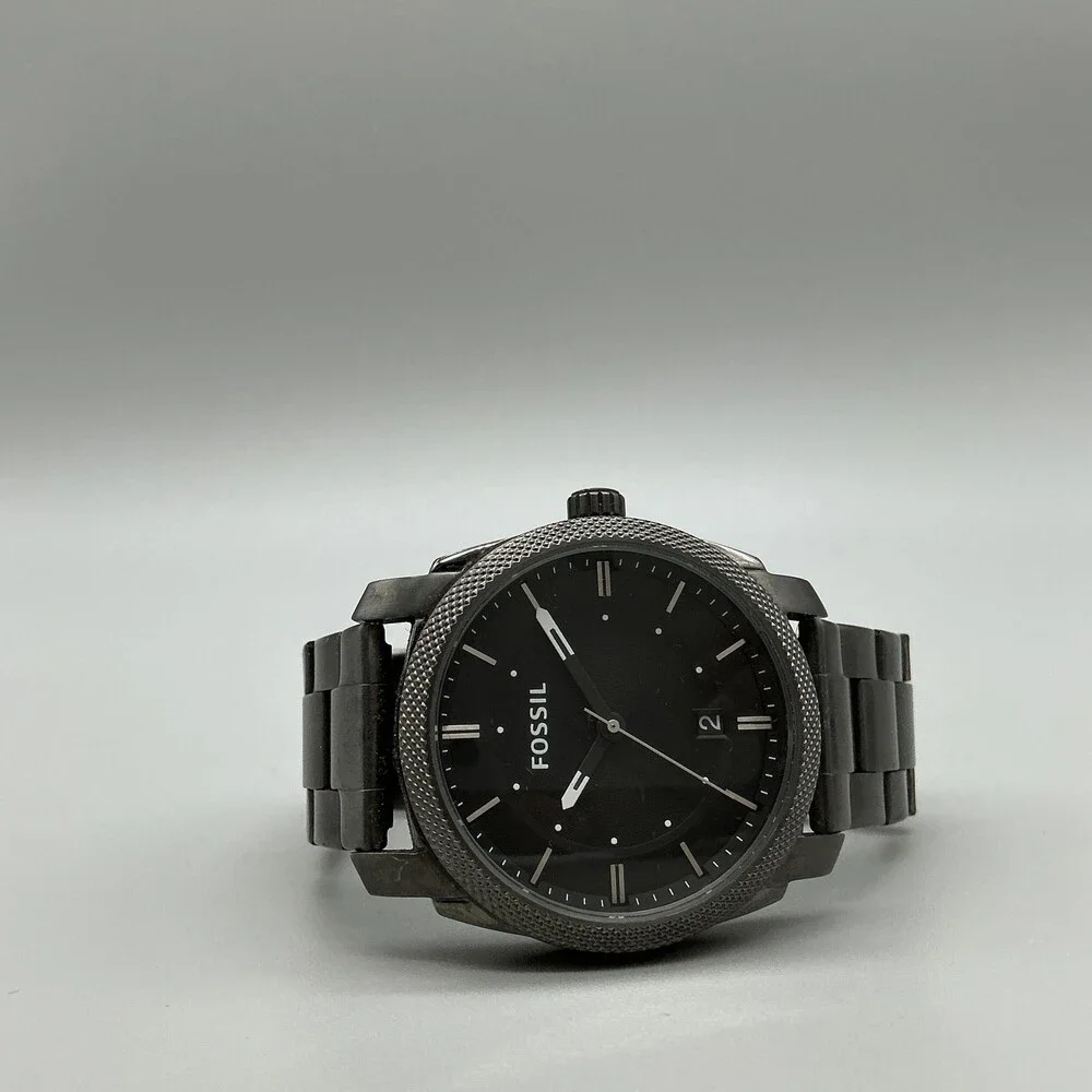 Fossil Machine FS4774 Mens Watch 42mm Stainless Bracelet 50M New Battery 6.5